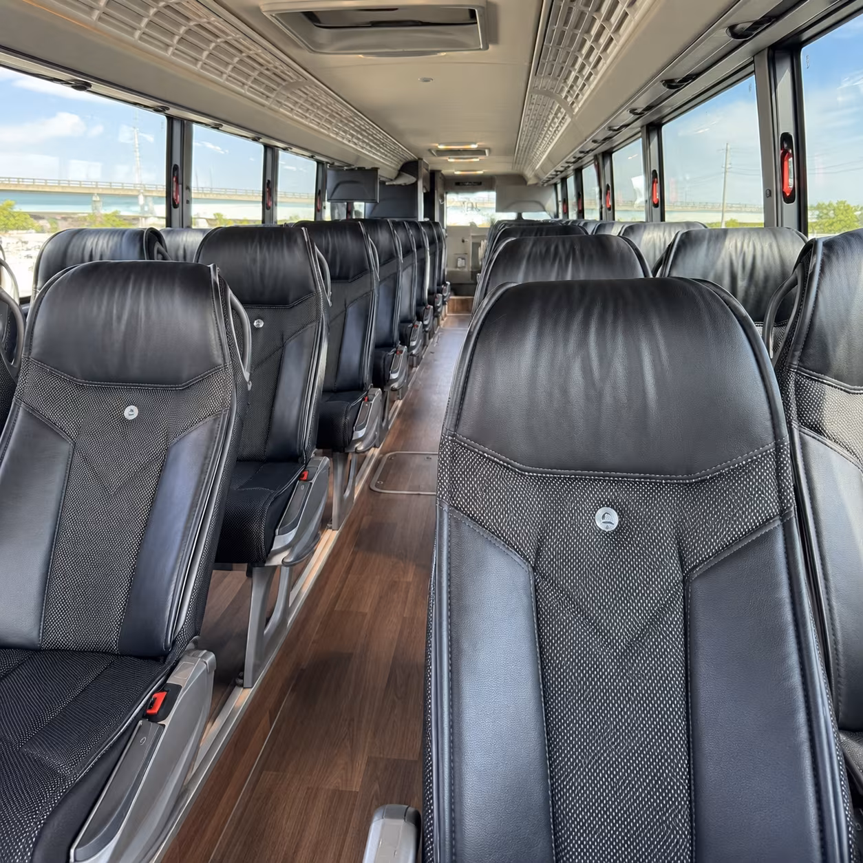56 passenger charter bus inside