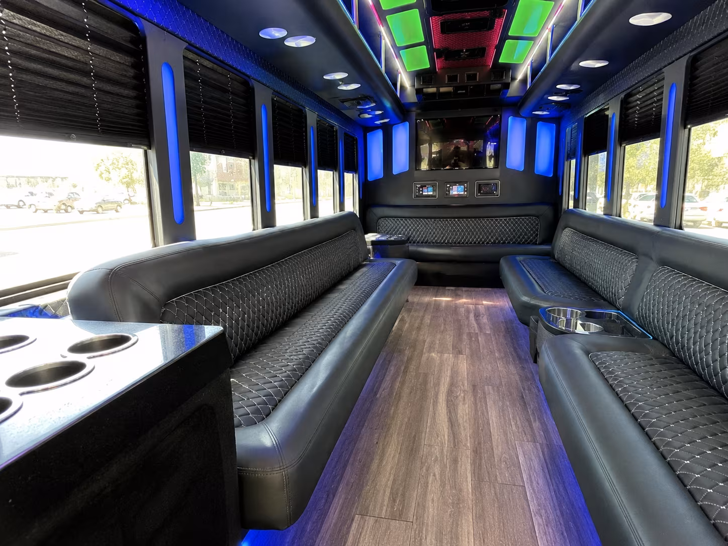 jackson 15 passenger party bus inside