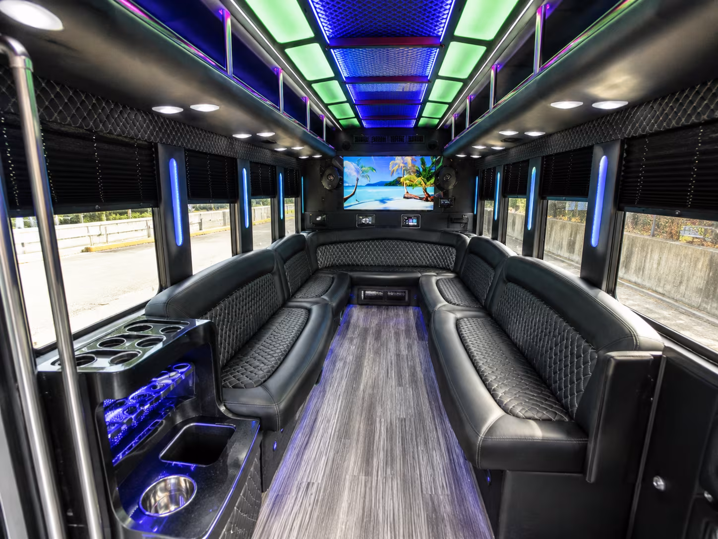 jackson 18 passenger party bus inside